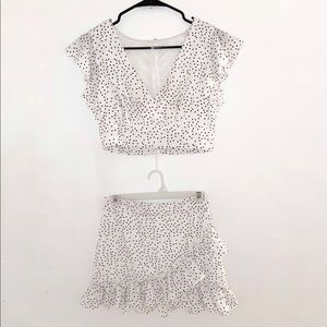 SHEIN polka dot skirt set hem ruffle